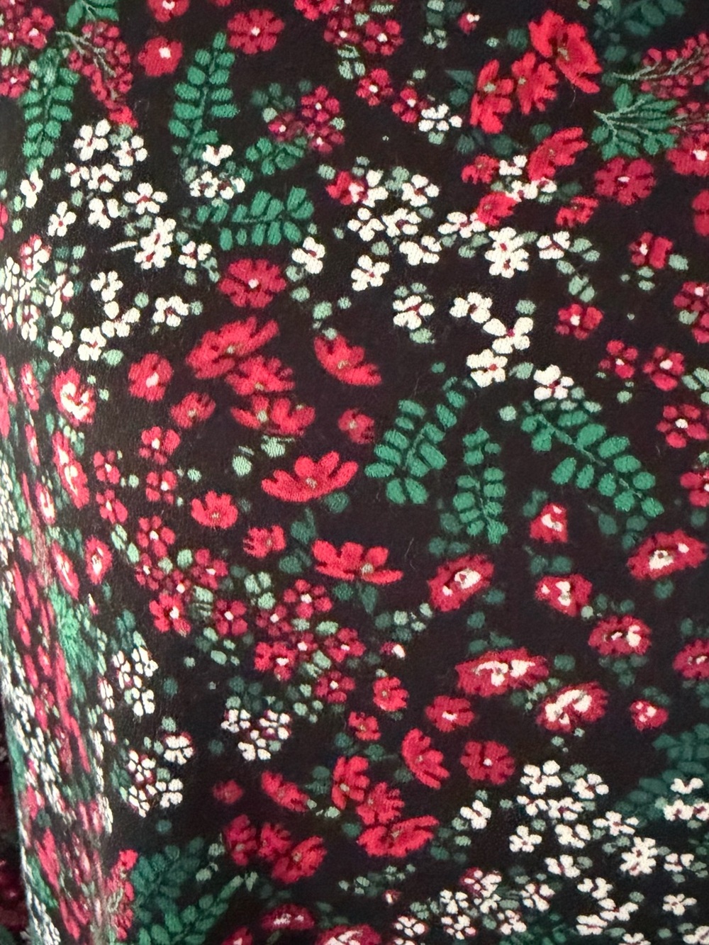 croft & barrow Black Floral Tunic with Red and Green Accents - Picture 2 of 4